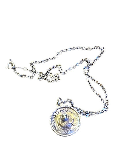 Vintage Mexico Mexican Sterling silver 925 Sombrero hat pendant necklace