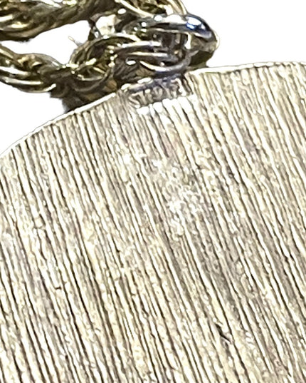 Vintage 1960s Fancy Solid Sterling silver hammered GEMINI Zodiac necklace