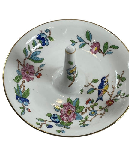 Vintage Aynsley Pembroke LOT 2 Vases & Ring holder Birds fine china England VG