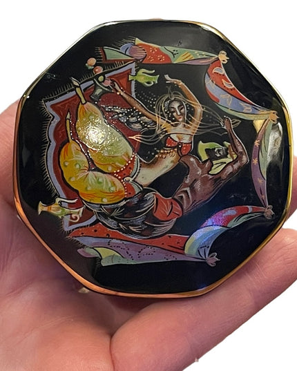 Vintage 1988 Franklin Mint Scheherazade Dancers Musical trinkt box Gold plated