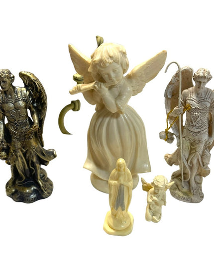 Vintage Lot of Religious collectibles Cross wood Handmade Antique Statues Angels