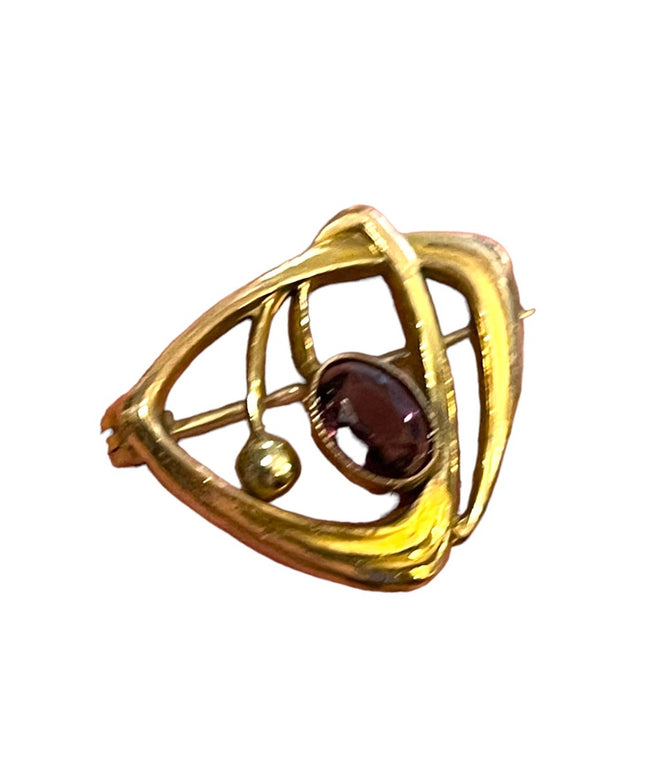 Victorian 14k Gold Filled GF Amethyst brooch Antique 1”