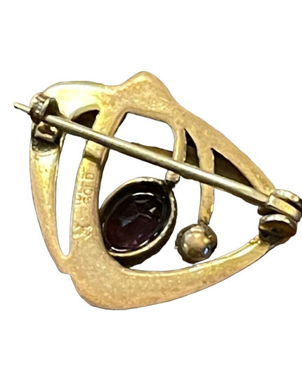 Victorian 14k Gold Filled GF Amethyst brooch Antique 1”
