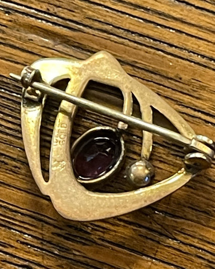 Victorian 14k Gold Filled GF Amethyst brooch Antique 1”