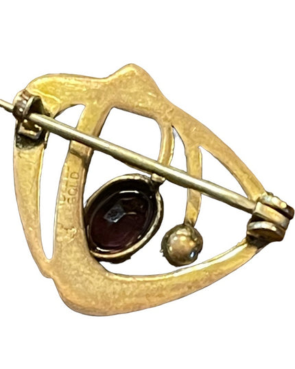 Victorian 14k Gold Filled GF Amethyst brooch Antique 1”