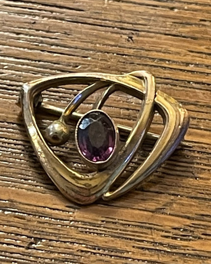Victorian 14k Gold Filled GF Amethyst brooch Antique 1”