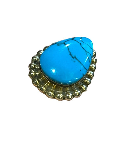 Vintage Sterling silver stabilized Turquois Adjustable ring numbered mexico