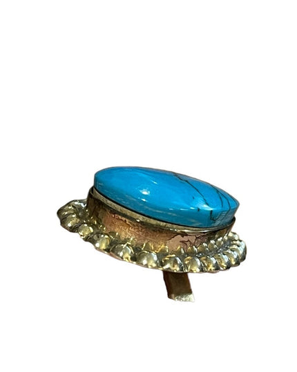 Vintage Sterling silver stabilized Turquois Adjustable ring numbered mexico