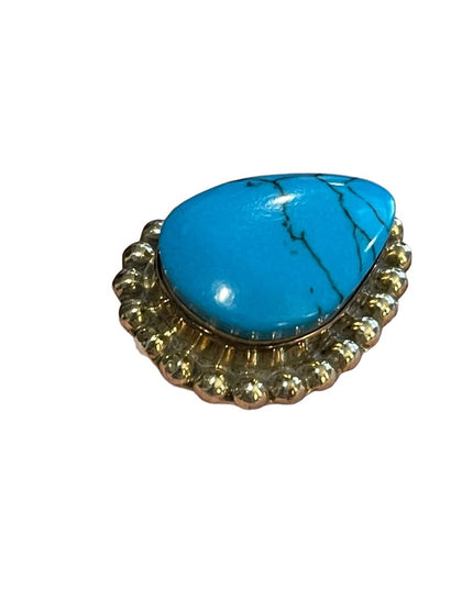 Vintage Sterling silver stabilized Turquois Adjustable ring numbered mexico