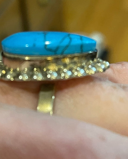 Vintage Sterling silver stabilized Turquois Adjustable ring numbered mexico