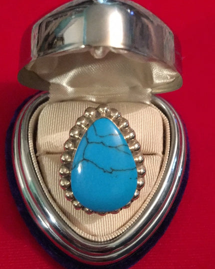 Vintage Sterling silver stabilized Turquois Adjustable ring numbered mexico