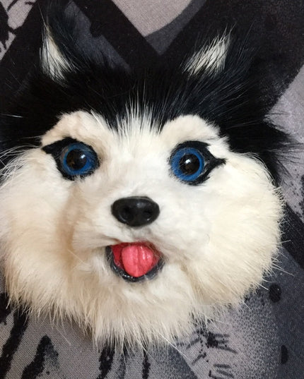 Vintage real Fur wolf dog canine brooch Handmade Furrier