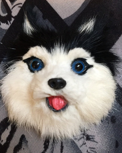 Vintage real Fur wolf dog canine brooch Handmade Furrier