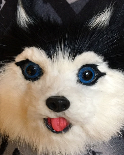 Vintage real Fur wolf dog canine brooch Handmade Furrier
