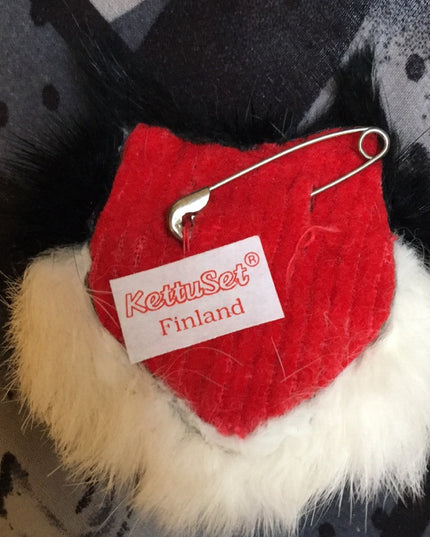 Vintage real Fur wolf dog canine brooch Handmade Furrier