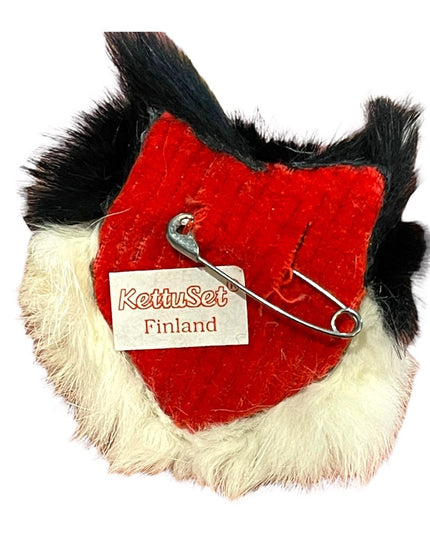 Vintage real Fur wolf dog canine brooch Handmade Furrier