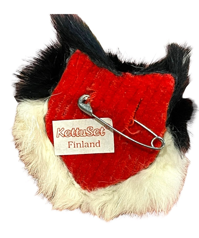 Vintage real Fur wolf dog canine brooch Handmade Furrier