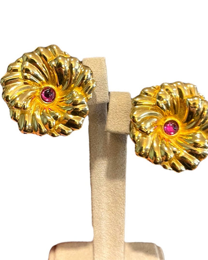 Vintage Chunky Gold Swarovski (swan) earrings