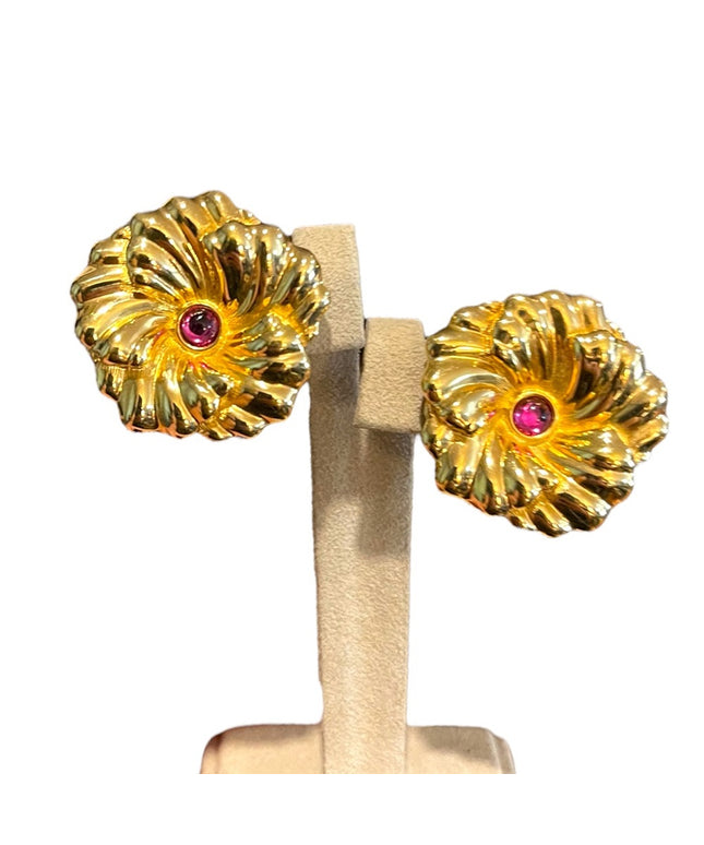 Vintage Chunky Gold Swarovski (swan) earrings