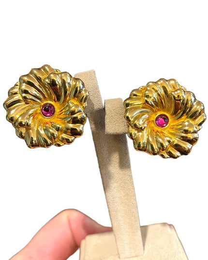 Vintage Chunky Gold Swarovski (swan) earrings