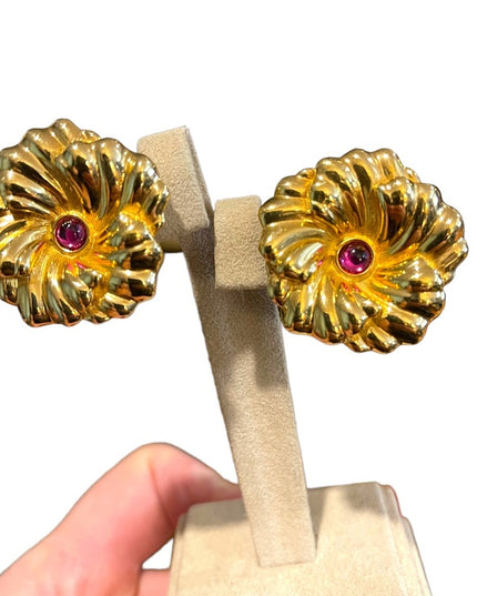 Vintage Chunky Gold Swarovski (swan) earrings