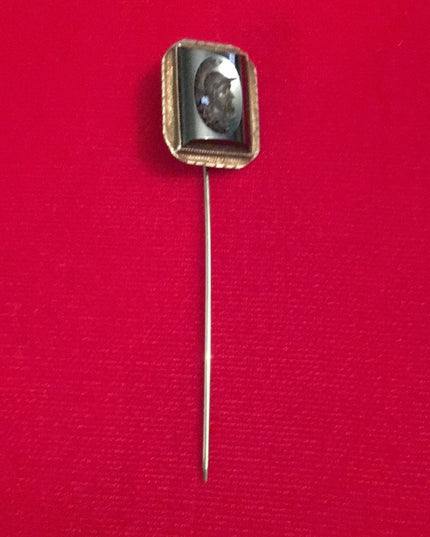 Antique 14k solid gold Trojan Hematite tie pin Brooch Victorian