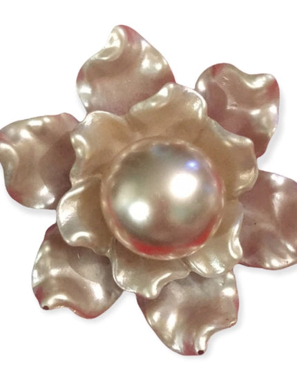 - Vintage resin Large plastic pearlescent fancy handmade flower brooch