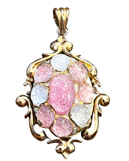 Vintage RARE Limoges Duban et Christel gold filled Signed Art glass pendant