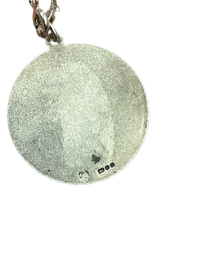 Vintage European St Christopher  medalion sterling chain Necklace Religious