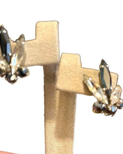 Vintage Sherman Crystal earrings black clear