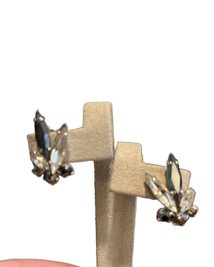 Vintage Sherman Crystal earrings black clear