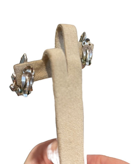 Vintage Sherman Crystal earrings black clear