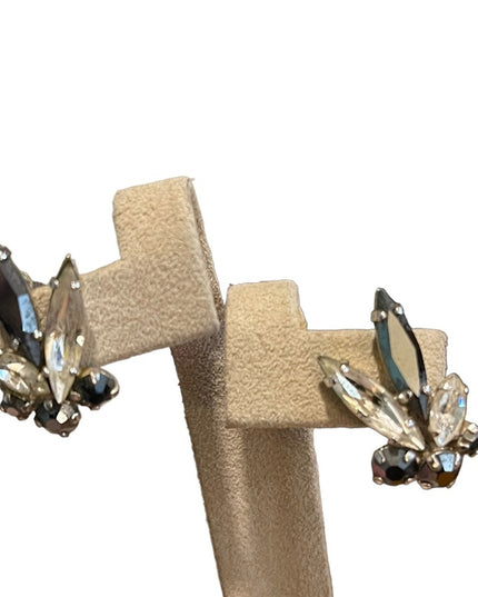 Vintage Sherman Crystal earrings black clear