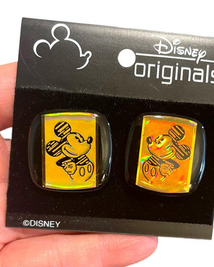 Vintage Disney originals Mickey Minnie Reflective Holographic Clip on earrings
