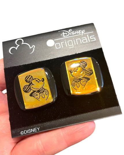 Vintage Disney originals Mickey Minnie Reflective Holographic Clip on earrings