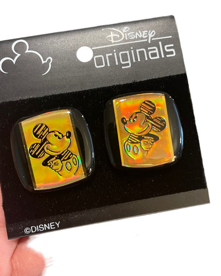 Vintage Disney originals Mickey Minnie Reflective Holographic Clip on earrings