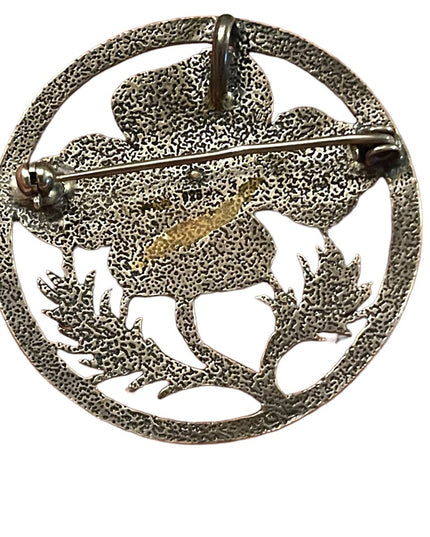 Vintage Sterling Silver 925  Floral Leaf Brooch Etched Open Work flower brooch