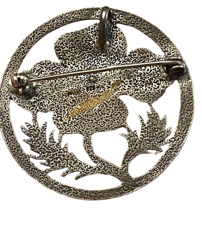 Vintage Sterling Silver 925  Floral Leaf Brooch Etched Open Work flower brooch