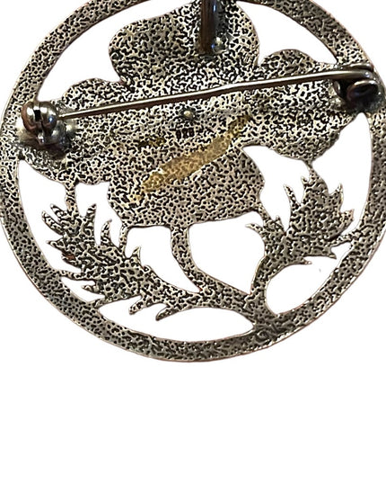 Vintage Sterling Silver 925  Floral Leaf Brooch Etched Open Work flower brooch