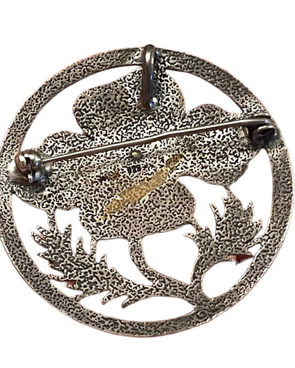 Vintage Sterling Silver 925  Floral Leaf Brooch Etched Open Work flower brooch