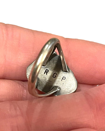 Vintage sterling silver Navajo RGP 925 Mother of pearl ring ornate