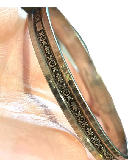 Vintage Sterling silver 925 H etched hammered design bangle bracelet