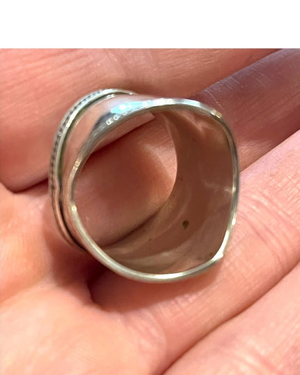 Vintage Sterling silver 925 Balinese Bali Cigar band ring etched handmade