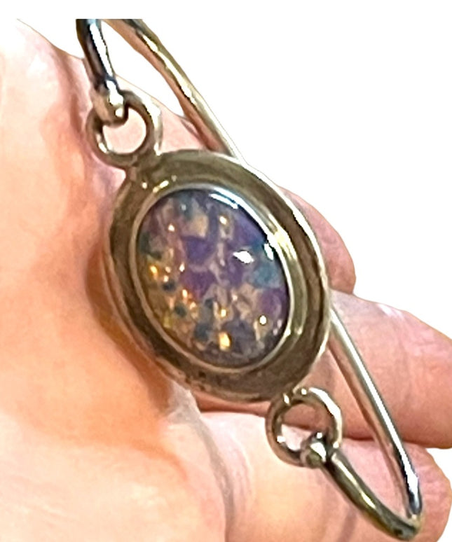 Vintage Sterling silver 925 Mexico Fire Opal Handmade bangle bracelet