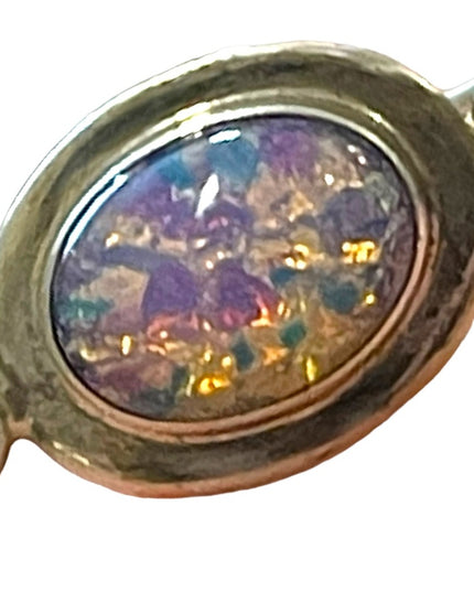 Vintage Sterling silver 925 Mexico Fire Opal Handmade bangle bracelet