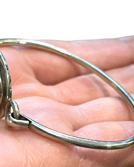 Vintage Sterling silver 925 Mexico Fire Opal Handmade bangle bracelet