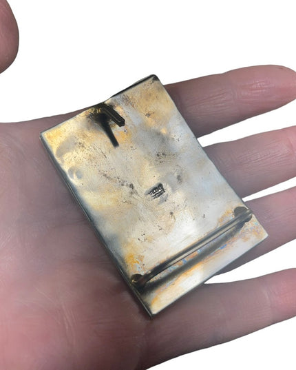 Vintage 1960s Mexico Abalone shell Alpaca silver belt buckle