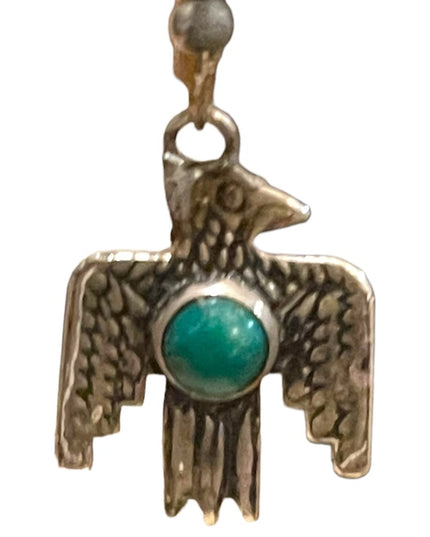 Vintage Fred Harvey Era Handmade Navajo Thunderbird Earrings Turquoise silver