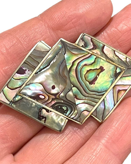 Vintage 1980s Mexico Alpaca silver Abalone Shell brooch arrow