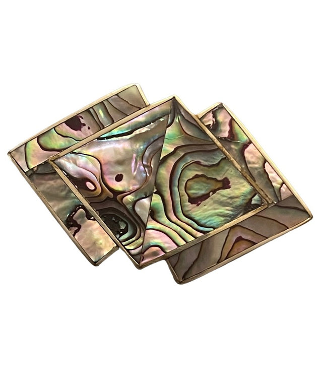 Vintage 1980s Mexico Alpaca silver Abalone Shell brooch arrow